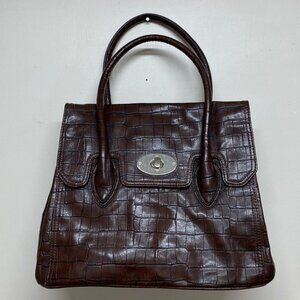 WORTHINGTON Dark Brown Faux Crocodile Handbag